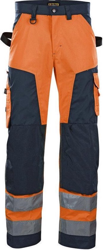 Blåkläder 1566-1811 Pantalon de travail haute visibilité classe 2 Oranje/ Bleu marine taille 50