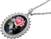 Lange ketting met bloemen print hanger