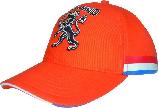 Holland Luxe Sandwich Cap - 6 panel oranje baseball cap met de Nederlandse leeuw erop geborduurd. baseballcap