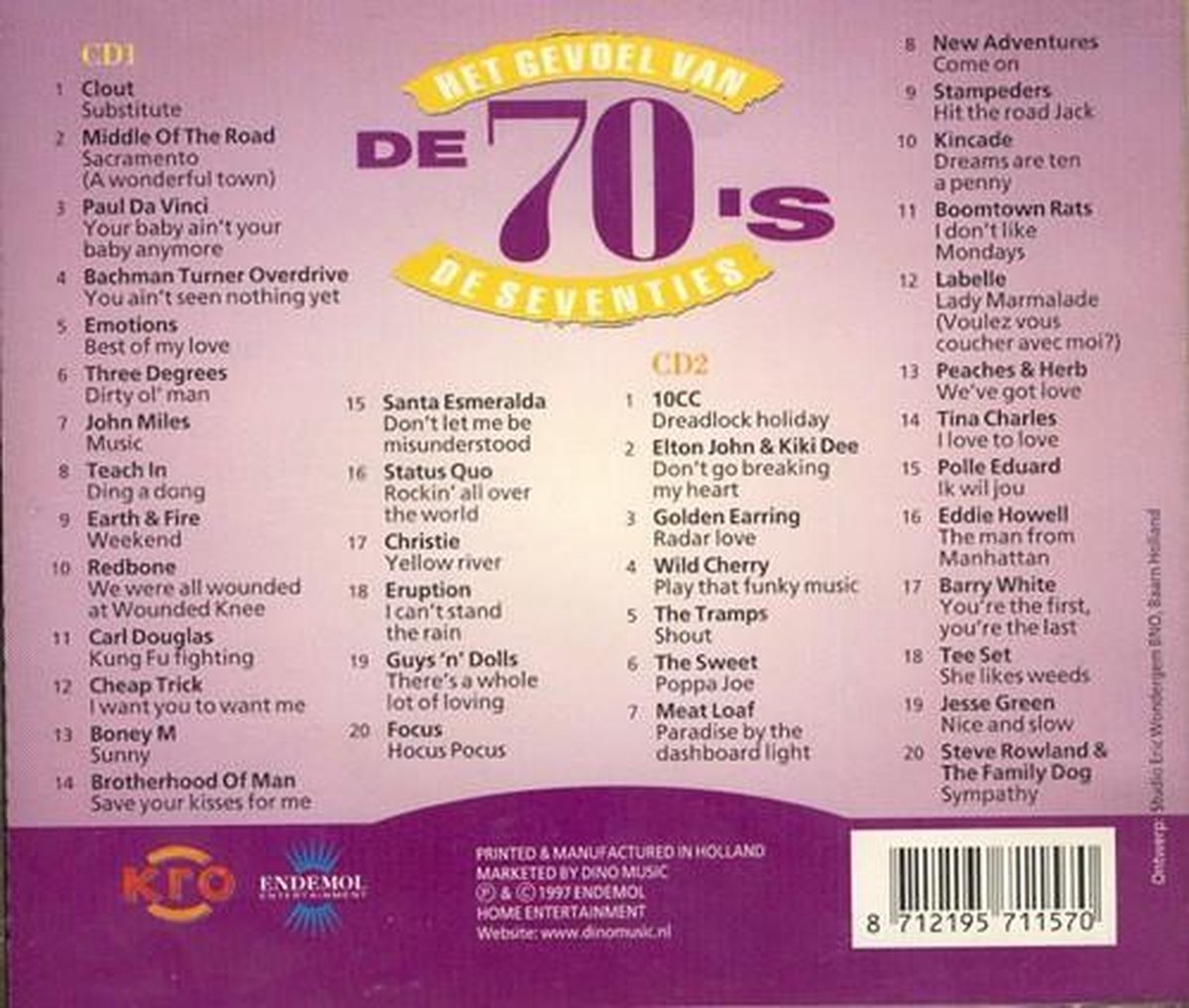 Het gevoel van de 70's - DUBBEL CD — cadeau in Games, Films & Muziek - foto 2