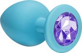 Lola Toys - Emotions - Buttplug met Diamant - Anaal - Siliconen - Maat L - 42mm - Turquoise met Paarse Diamant