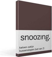 Snoozing - Katoen-satijn - Kussenslopen - Set van 2 - 50x70 cm - Bruin
