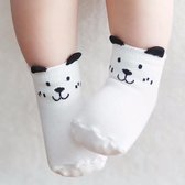 Baby sokjes - Babysokjes met anti-slip laagje - Wit hondje - 0-12 maanden - Veilige eerste stapjes
