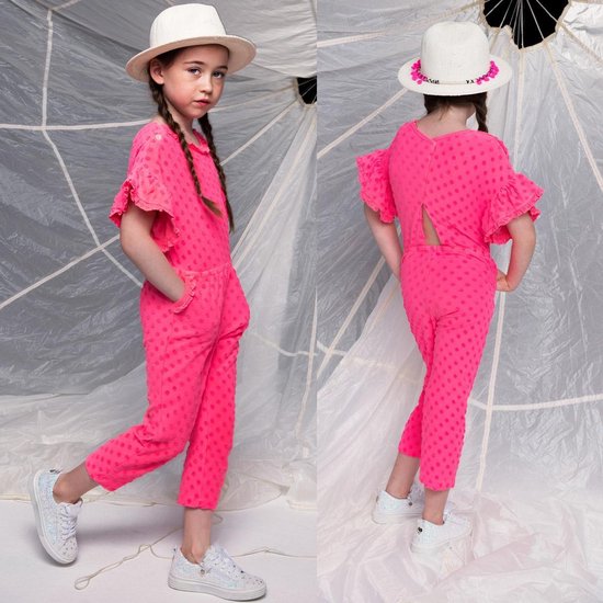 Mim Pi Roze jumpsuit met vlinder mouwen en steekzakken | bol.com