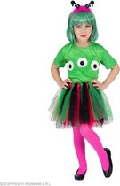 Widmann - Alien Kostuum - Geinige Groene Alien - Meisje - Groen - Maat 110 - Halloween - Verkleedkleding