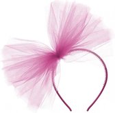 1x Fuchsia roze tule haarband voor dames