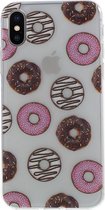Shop4 - iPhone Xs Hoesje - Zachte Back Case Donuts Transparant