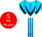 Dragon Darts - 5 sets (30 stuks) - XS edgeglow - darts shafts - inclusief - darts flights -aqua