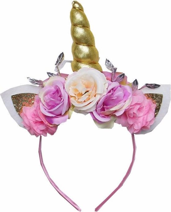 Luxe unicorn diadeem, eenhoorn, haarband, bloemen, goud, romantisch |  bol.com