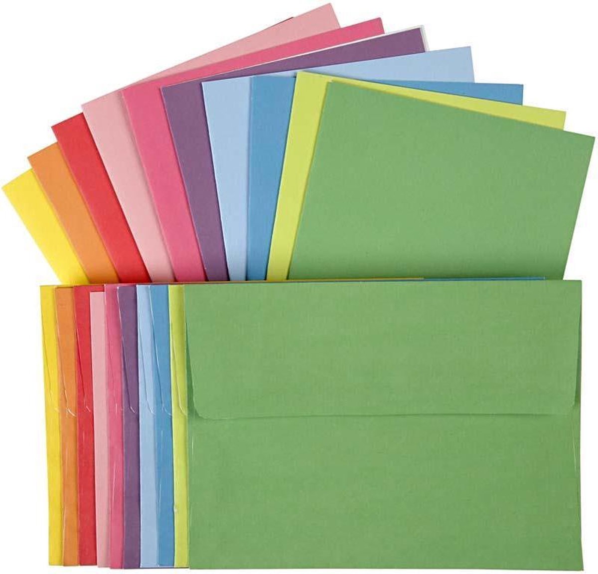 Kaarten met envelop, afmeting kaart 10,5x15 cm, kleuren assorti, 50 assorti