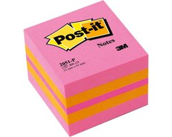 Post-it® Notes, Mini Kubus, Neon Roze, Oranje, Ultra Roze, 51 x 51 mm, 400 Blaadjes/Kubus