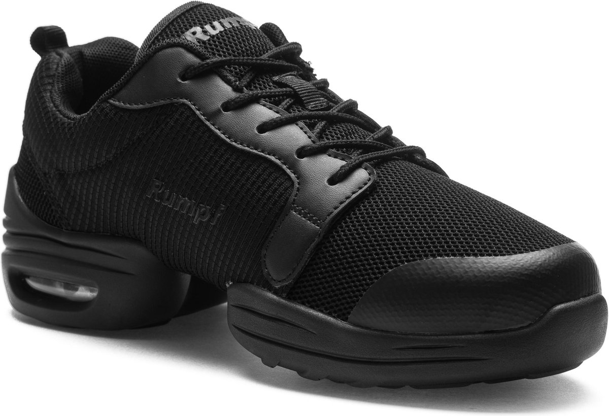Dansschoenen PEBBLE 1516 Unisex Jazz hiphop Trainingsschoenen Salsa Danssneaker - ademend - zwart - maat 45, 45.5, UK 10.5