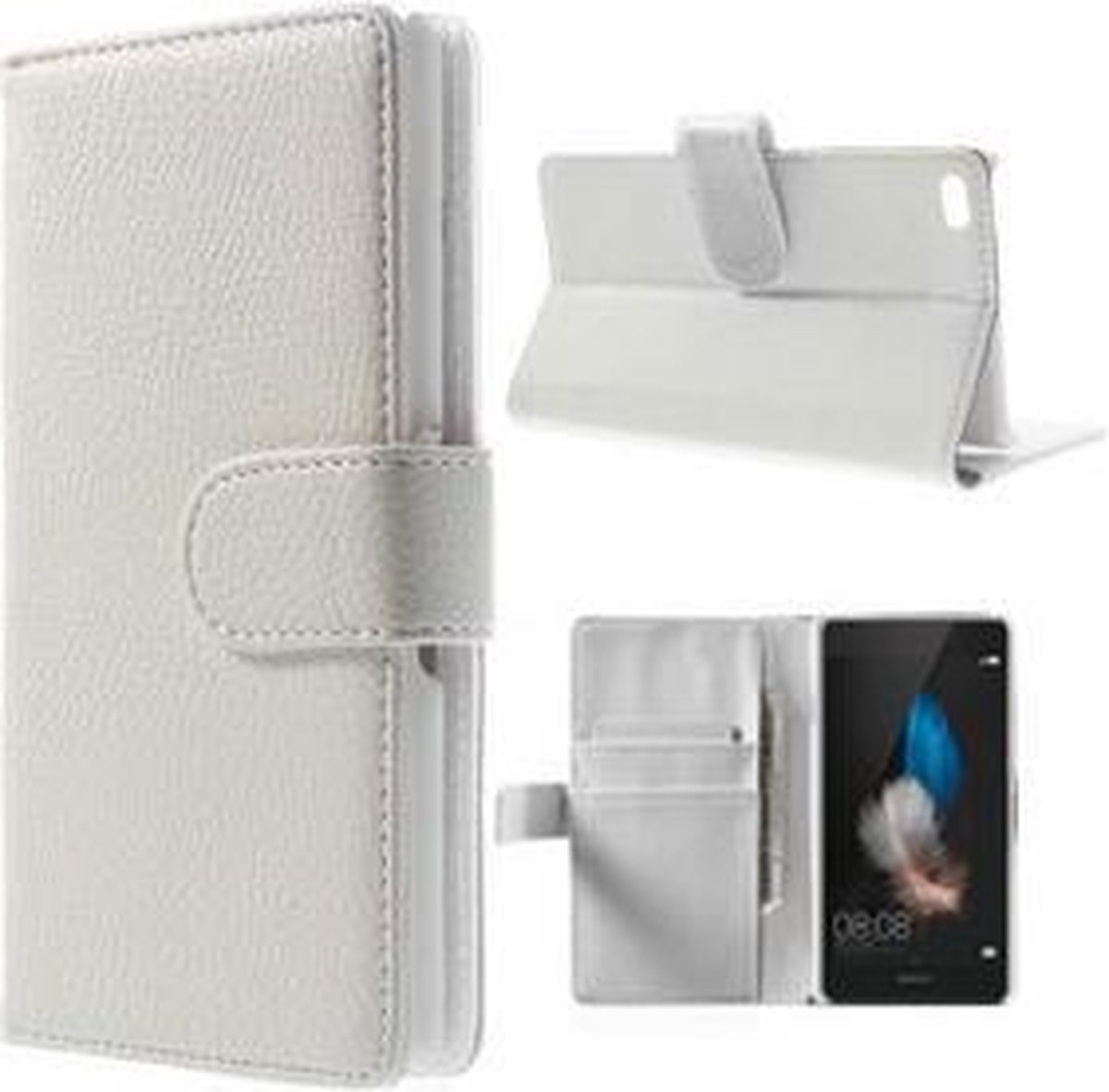 Huawei Ascend P8 Lite Portemonnee Hoesje Case Wit