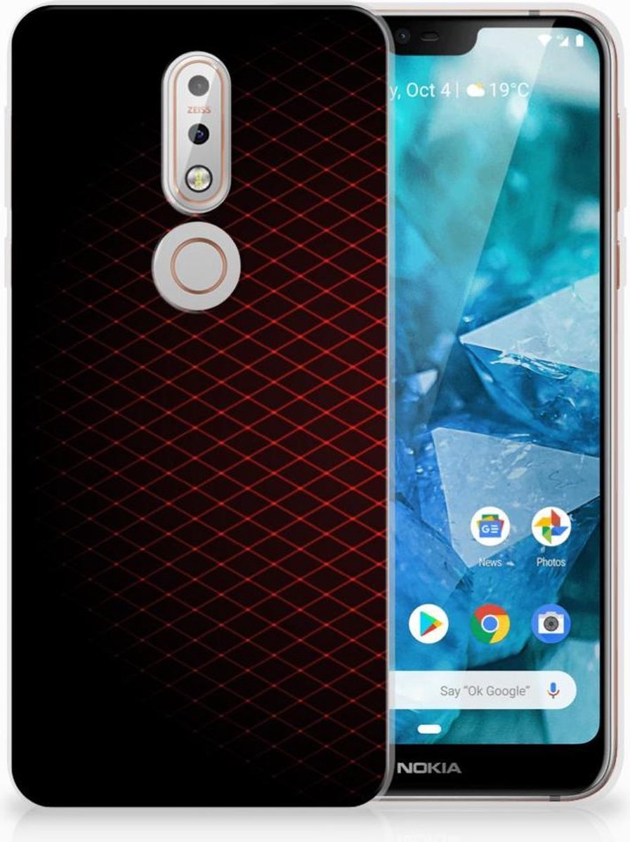 Nokia 7.1 TPU bumper Geruit Rood
