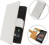 TCC Luxe Hoesje Sony Xperia ZR Book Case Flip Cover D5502 - Croco Wit