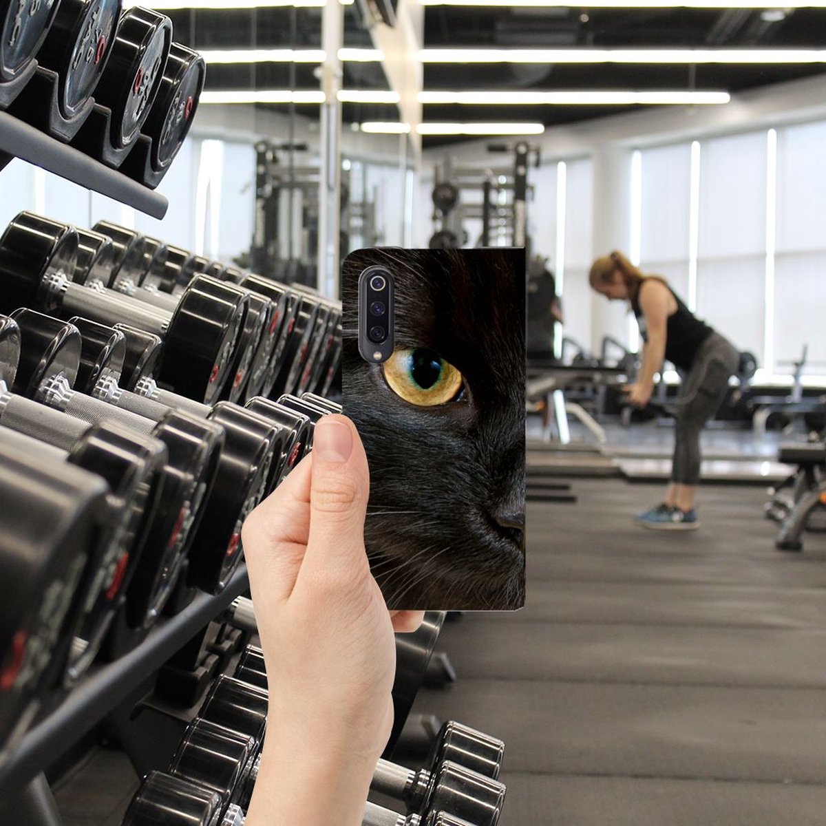 Book Case voor Xiaomi Mi 9 Hoesje maken Zwarte Kat