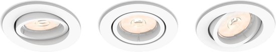 Philips Donegal inbouwspot - 3-lichts - wit - rond