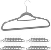Relaxdays 40 x kledinghangers fluweel set - kleerhanger - kledinghanger - antislip grijs