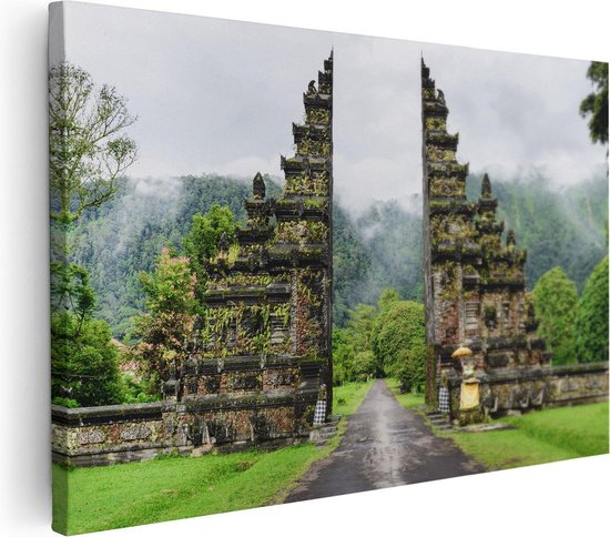 Artaza Canvas Schilderij Tempel Poort in Bali - 120x80 - Groot - Foto Op Canvas - Wanddecoratie Woonkamer