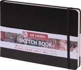 Schetsboek - Tekenboek - Harde kaft - Met Elastiek - Zwart - 21x14,8cm - 140gr - 80blz - Talens
