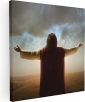 Artaza Canvas Schilderij Jezus Christus aan het Bidden bij Zonsopgang - 60x60 - Foto Op Canvas - Canvas Print