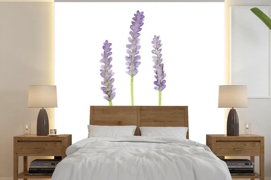 Papier peint photo peint vinyle - Illustration aquarelle lavande largeur 280 cm x hauteur 280 cm - Tirage photo sur papier peint (disponible en 7 tailles)