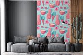 Papier Peint - Papier Papier peint photo Été - Rose - Blauw - Largeur 170 cm x Hauteur 260 cm