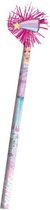 potlood meisjes 19 cm hout roze/blauw/paars