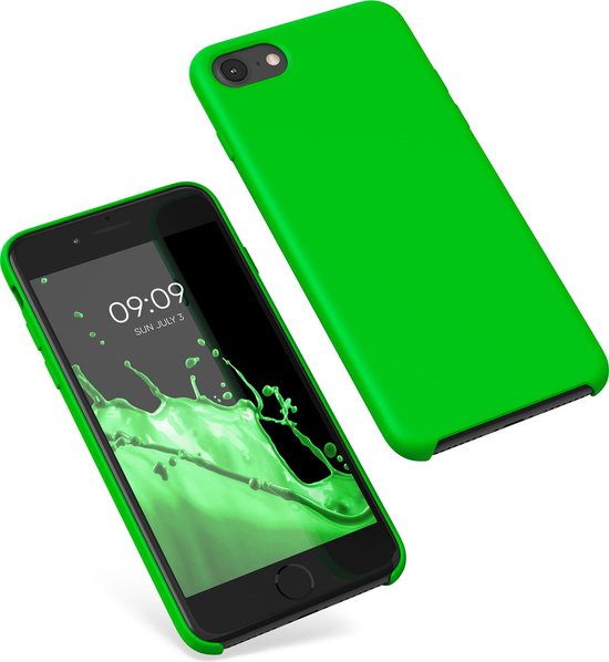 Étui de téléphone kwmobile pour Apple iPhone 7 / 8 / SE (2020) - Étui avec revêtement en silicone - Étui pour smartphone en vert fluo