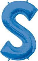 folieballon letter S 53 x 88 cm blauw