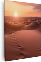 Artaza - Canvas Schilderij - Woestijn in de Sahara bij Zonsondergang - 80x100 - Groot - Foto Op Canvas - Canvas Print