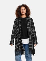 SAMOON Dames Lange blouse met modieus ruitmotief EcoVero Black gemustert-50