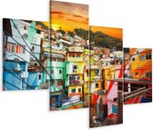 Schilderij - Kleurrijke Favela, Rio de Janeiro, Brazilië, 4 luik