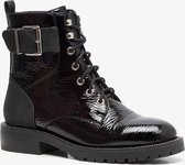 Blue Box dames lak veterboots - Zwart - Maat 42