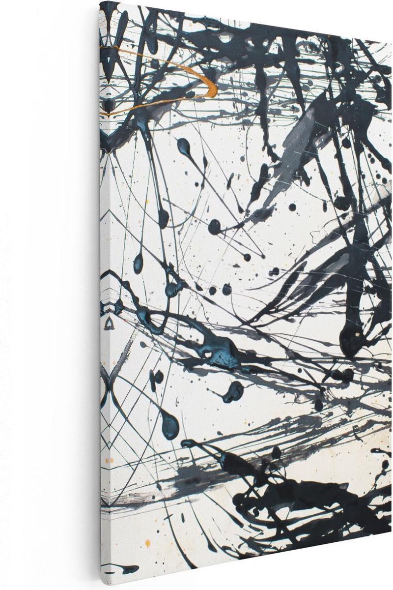 Artaza Canvas Schilderij Abstracte Kunst van Zwarte Verf - 60x90 - Foto Op Canvas - Canvas Print