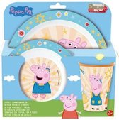 lunchset Peppa Pig junior blauw/wit/oranje 3-delig