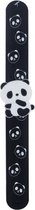 klaparmband Pandabeer zwart/wit 21 cm