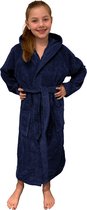 HOMELEVEL Badstof badjas voor kinderen 100% katoen voor meisjes en jongens Donkerblauw Maat 152