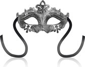 Ohmama Masks Venetian Eyemask - Venitiaans Masker - Harde plastic met Satijnen Linten - Zilverkelurig - One Size