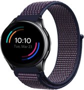 Nylon Smartwatch bandje - Geschikt voor  OnePlus Watch nylon bandje - paars-blauw - Strap-it Horlogeband / Polsband / Armband