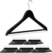 Relaxdays kledinghangers hout - set van 50 - broeklat - kleerhangers zwart- draaibaar