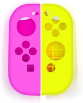 Siliconen Joy-Con hoesjes - Geel Roze - Geschikt voor Nintendo Joy-Cons
