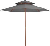 vidaXL Dubbeldekker parasol met houten paal 270 cm antraciet