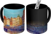 Magische Mok - Foto op Warmte Mokken - Koffiemok - Amsterdamse architectuur op de Bloemenmarkt - Magic Mok - Beker - 350 ML - Theemok