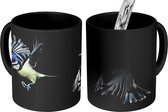 Magische Mok - Foto op Warmte Mokken - Koffiemok - Vogels - Veren - Zwart - Magic Mok - Beker - 350 ML - Theemok