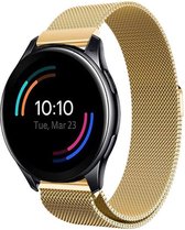 Milanees Smartwatch bandje - Geschikt voor  OnePlus Watch Milanese band - goud - Strap-it Horlogeband / Polsband / Armband