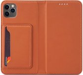 Mobiq - Magnetic Fashion Wallet Case iPhone 12 mini 5.4 inch - Bruin