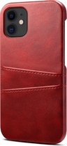iPhone 13 Pashouder Hoesje Leer - Telefoonhoesje van kunstleer met vakjes voor pasjes iPhone 13 - Mobiq Leather Snap On Wallet hoesje iPhone 13 rood