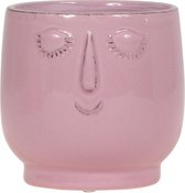 Kolibri Home | Happy face pink bloempot - Roze keramieken sierpot Ø9cm