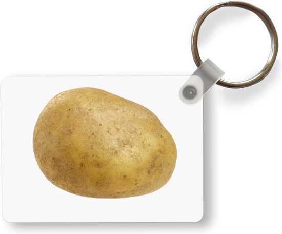 Porte-clés pomme de terre - Un gros plan d'une pomme de terre pelée porte-clés en plastique - porte-clés rectangulaire avec photo